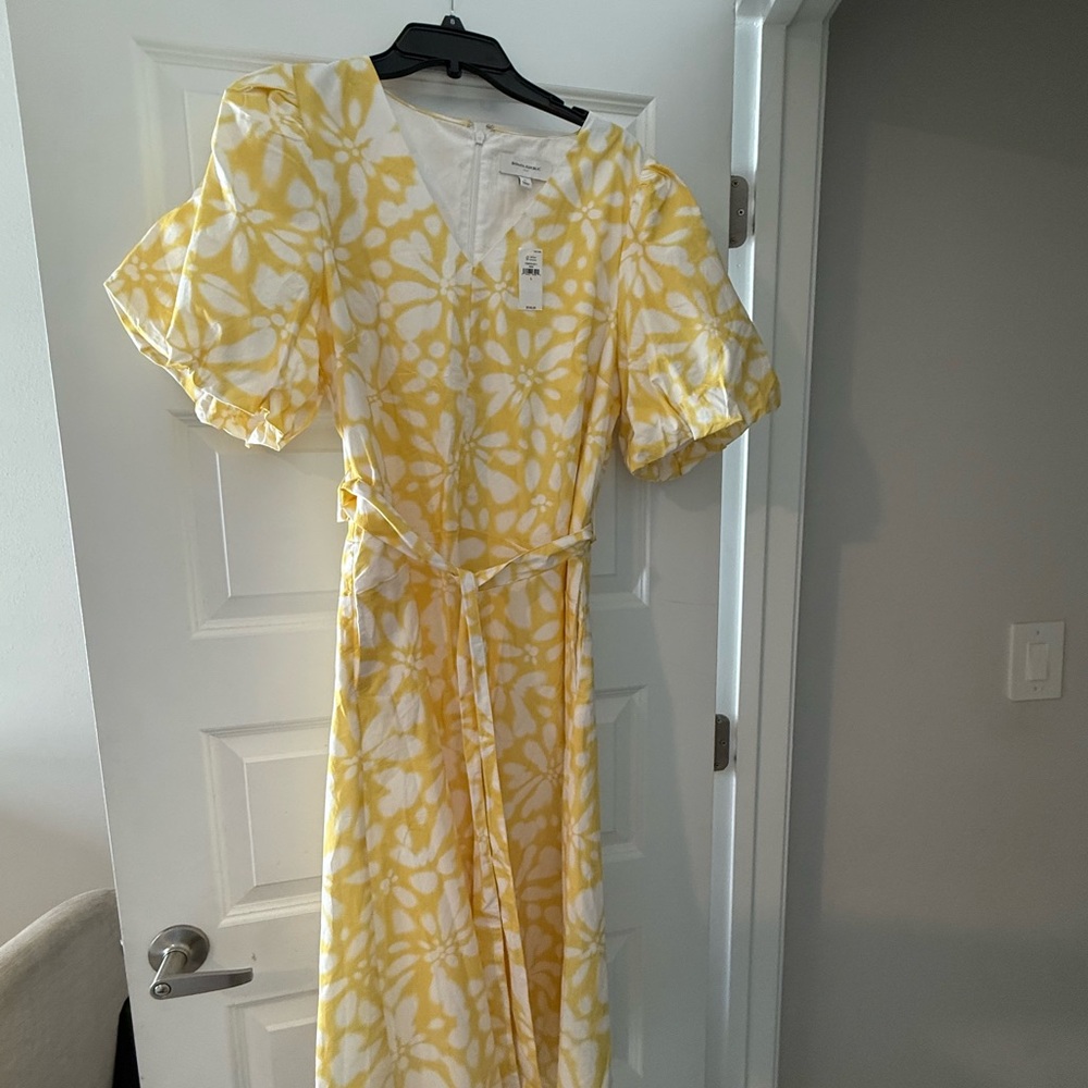 Banana Republic Yellow and White Ruffled Maxi Dress